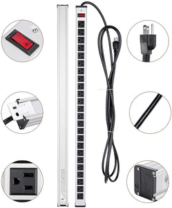 Surge Protector Power Strip 24 Outlet Heavy Duty Multi Plug Outlet Aluminum Sock