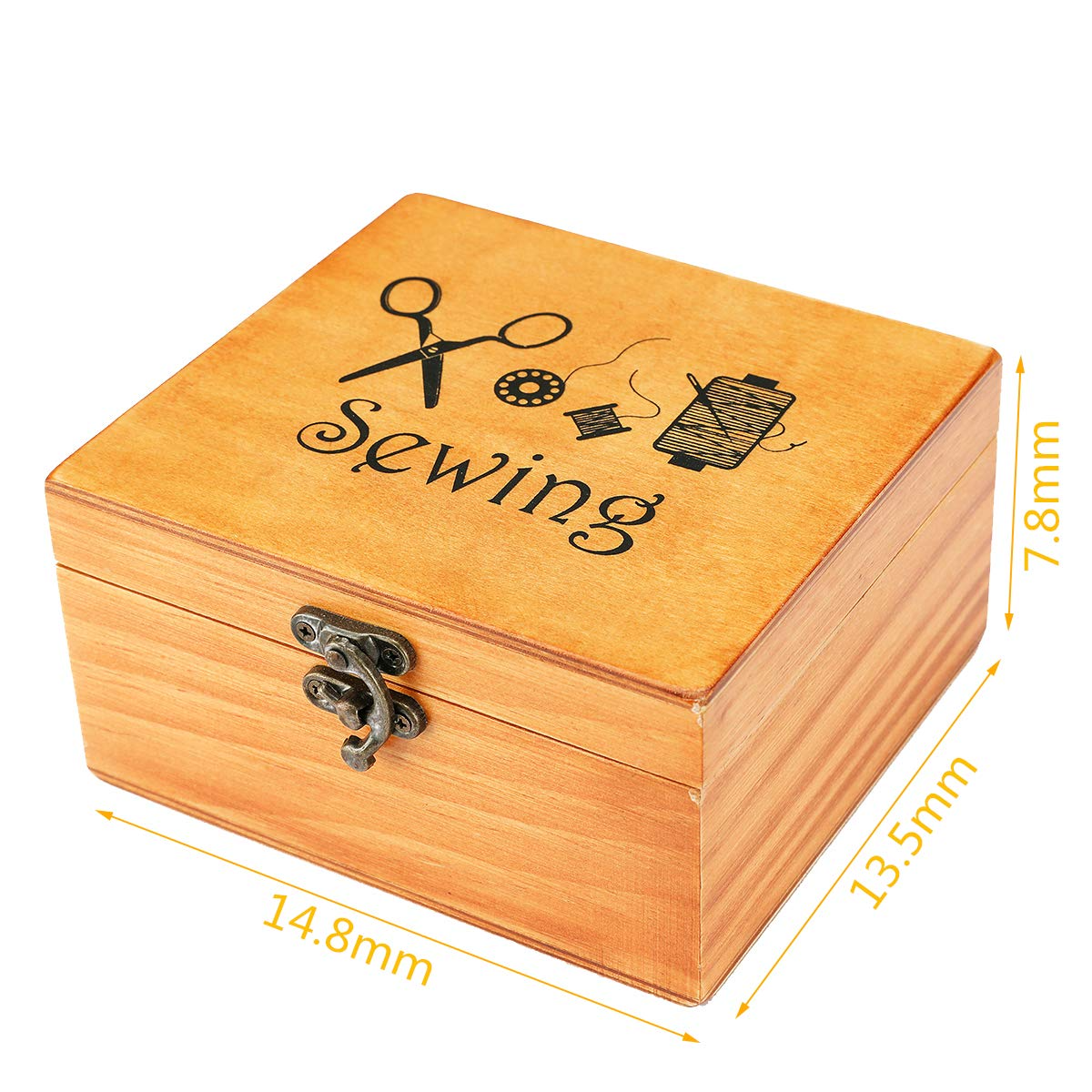 Sewing Kit, Wooden Sewing Kit Box for Adults, Wooden Sewing Basket with Accessories, Home Sewing Basket Stitching Repair Kit for Beginner, Women, Men