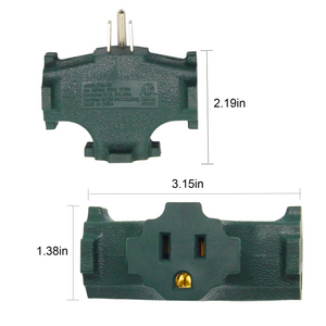 ETL Listed 3 Outlet Grounding Adapter, Grounded Wall Tap, Heavy Duty 3 Way Plug,