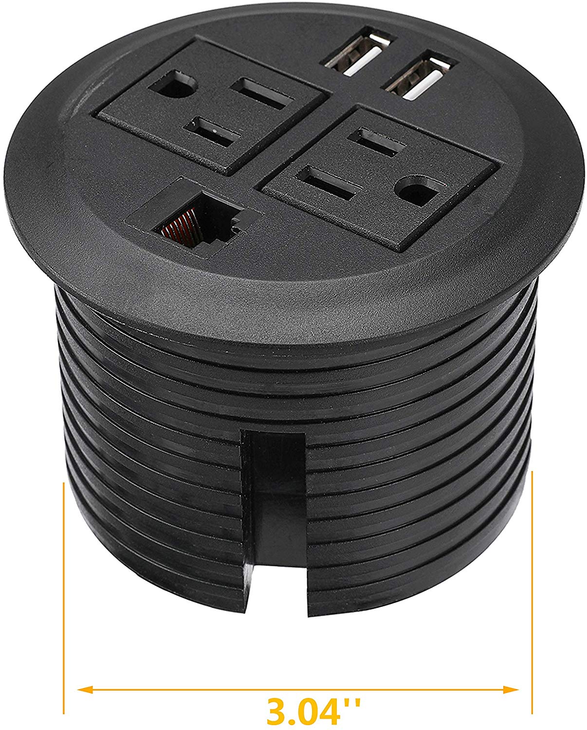 Desktop Hidden Power Grommet with 2 Power Socket & 2 USB Charging Ports