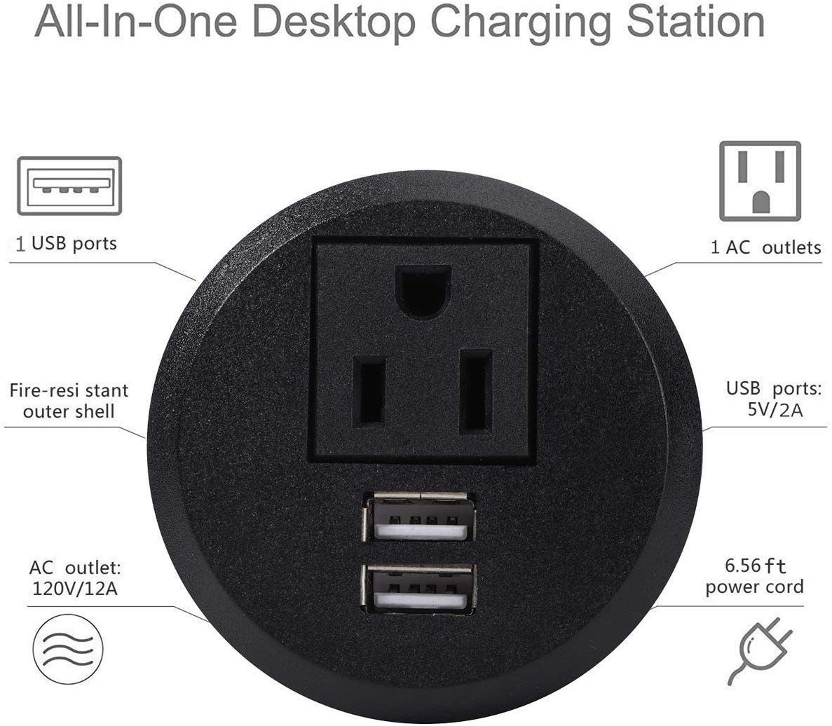 Mini Flush Power Grommet - 1 Electric, Dual USB  waterproof