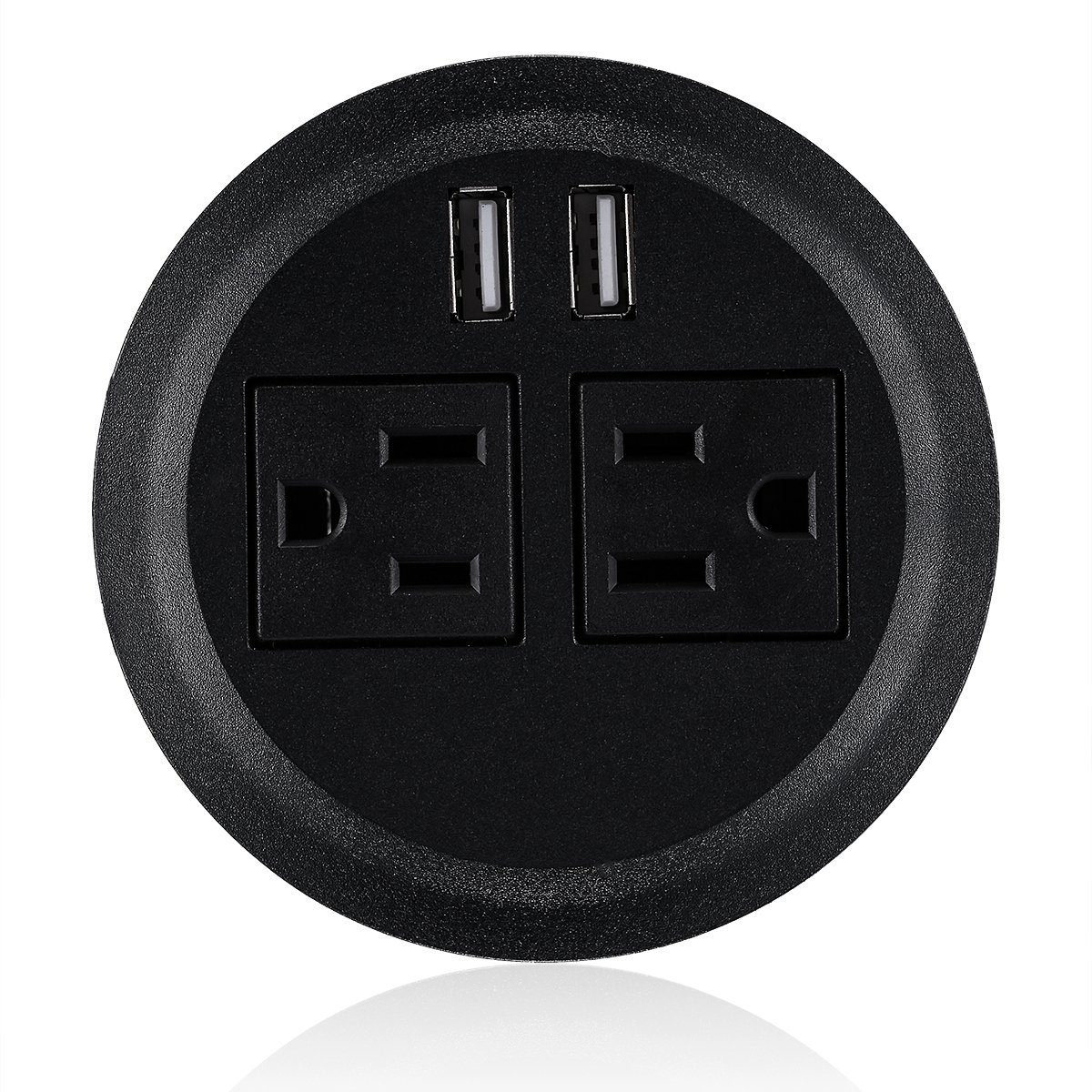 Desktop Power Grommet Power Outlet Socket Desk Data Center 2 Outlet with 2 USB Ports with 10 FT Extension Cord