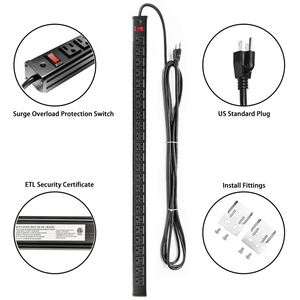 long Power Strips 24 Outlet Heavy Duty Multi Plug Outlet Aluminum Socket with Smart Circuit Breaker