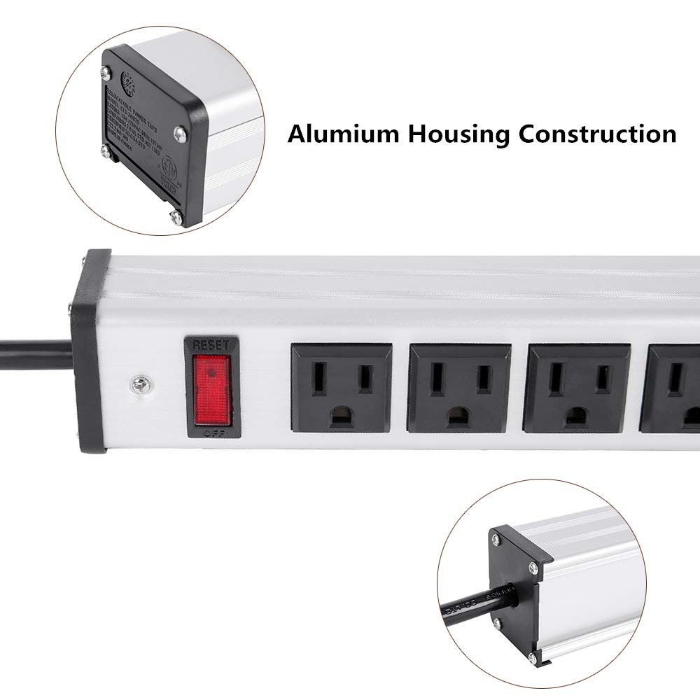 long Power Strip 24 Outlet Heavy Duty Multi Plug Outlet Aluminum Socket