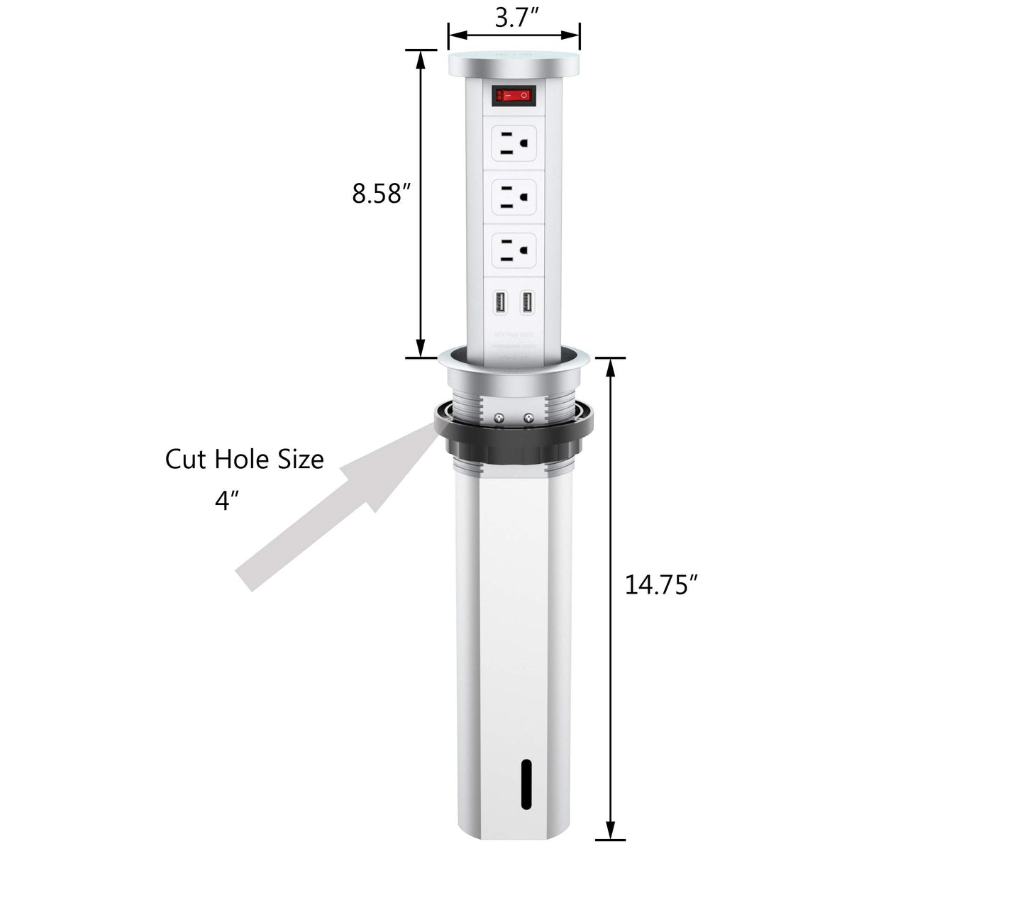 Automatic Pop Up Sockets, Retractable Recessed Power Strip