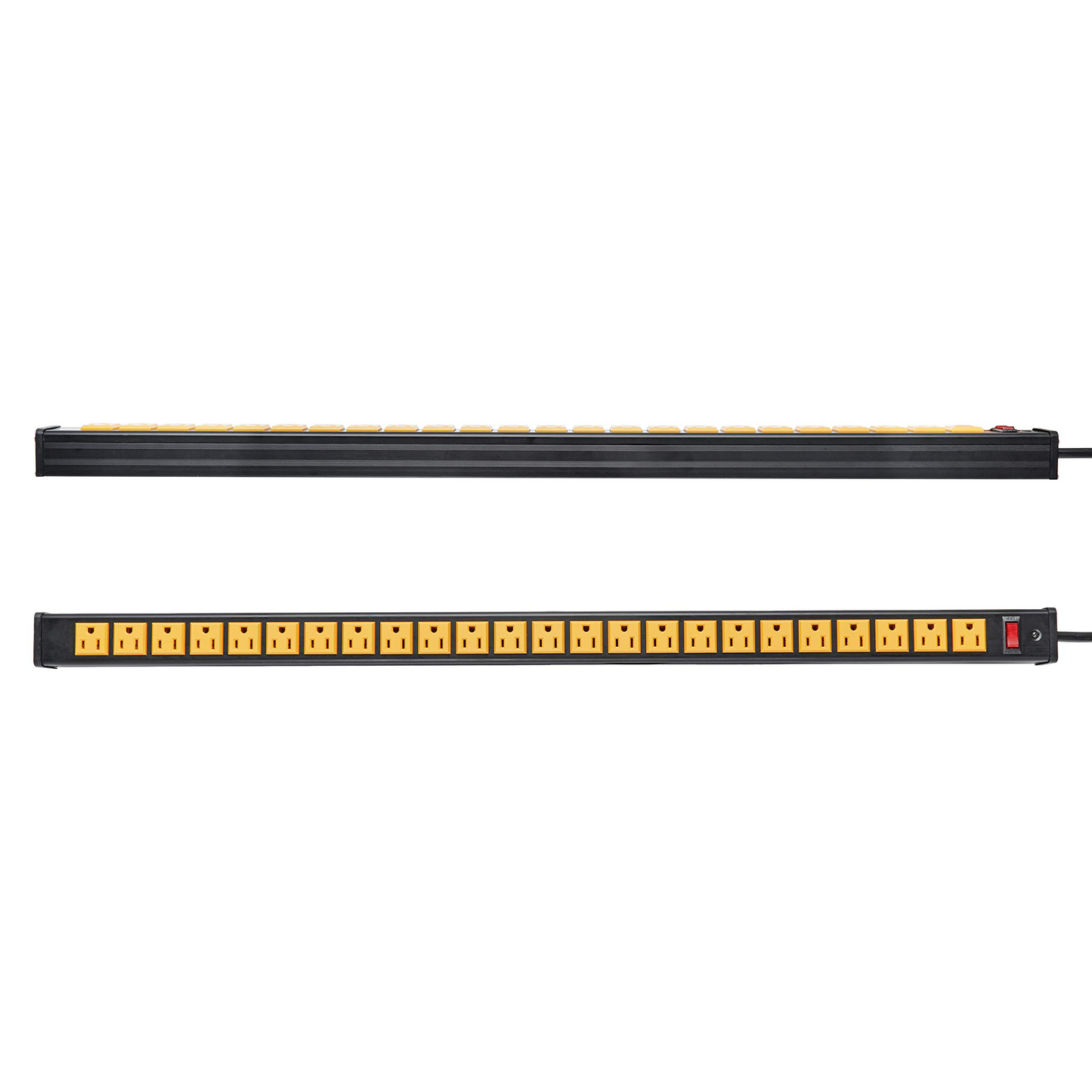 BTU Rack Mount Power Outlet Surge Protector Power Strip 24 Outlet Heavy Duty Multi Plug Outlet Aluminum Socket with Smart Circuit Breaker and 10 Ft Long Cord (Yellow)