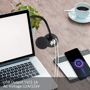 Desktop Power Grommet Desk Outlet Build-in 1 US Standard Outlet and 2 USB Ports Hidden Design with 6.56 FT Extension Power Cord for Office Home Furniture Hotel