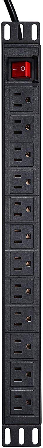 Network Grade 12 Right Angle Outlets Rackmount PDU Power Strip with 6ft Cord,