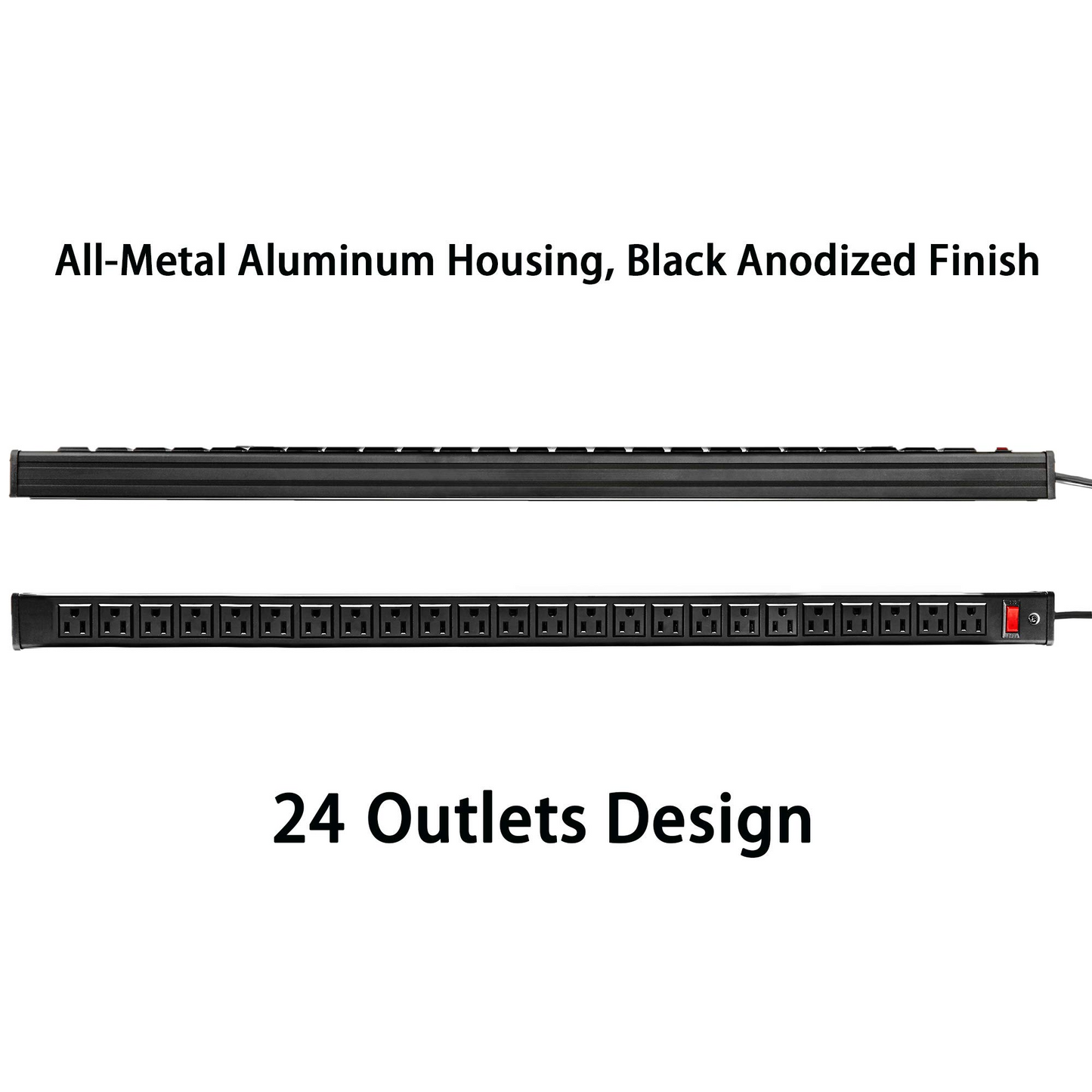 long Power Strips 24 Outlet Heavy Duty Multi Plug Outlet Aluminum Socket with Smart Circuit Breaker