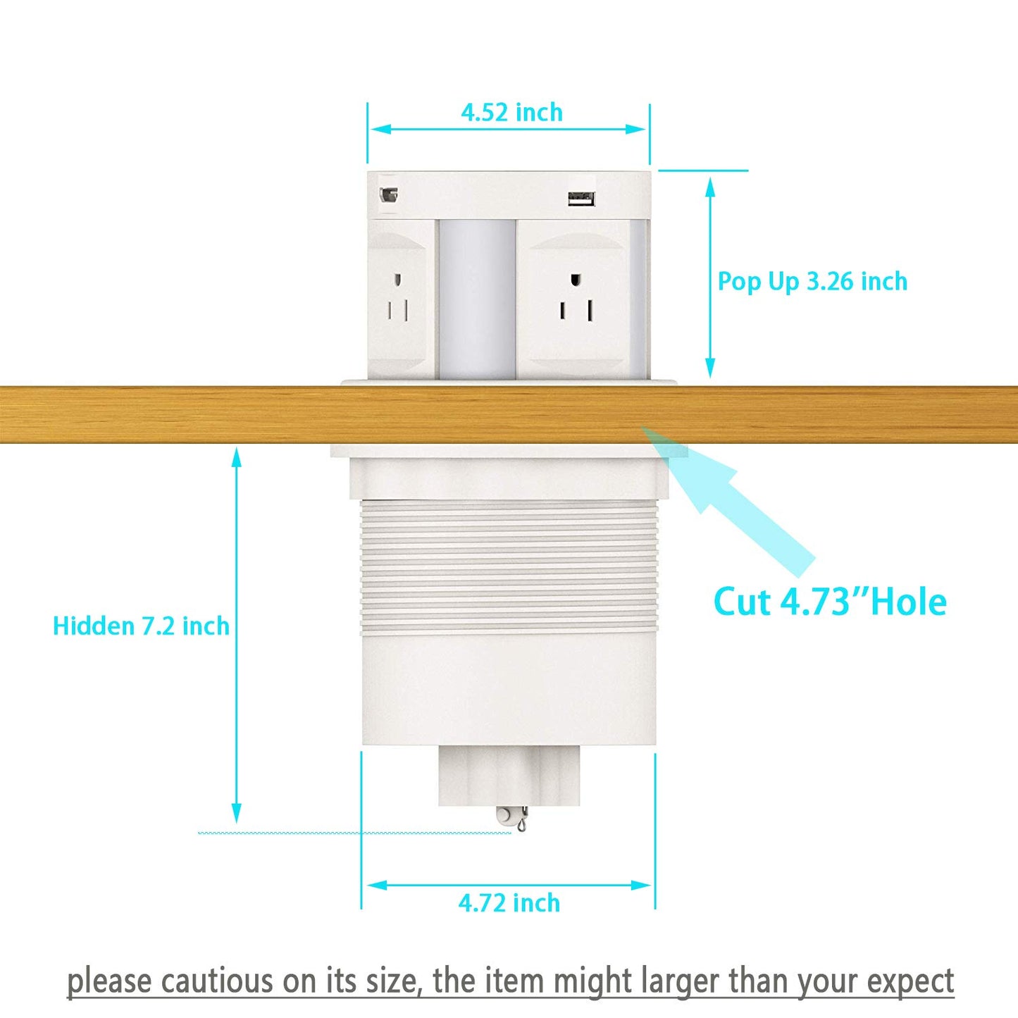 Automatic Pop Up Socket, Desk Retractable Recessed Power Strip, Pop Up Power Outlet with Wireless Charger
