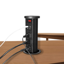 将图片加载到图库查看器，Automatic Raising Pop up Outlet Retractable Hidden Recessed Surge Protector Power Strip 3 AC Plug Power Socket and 2 USB Ports with Wireless Charging Stations for Kitchen Conference Table
