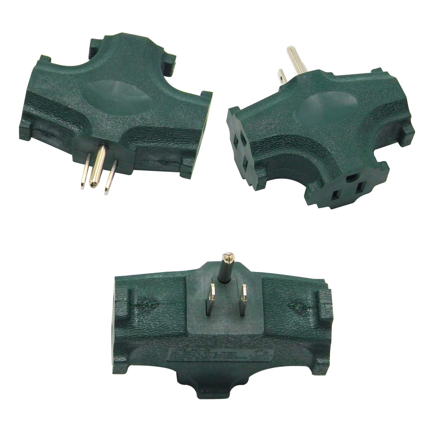 ETL Listed 3 Outlet Grounding Adapter, Grounded Wall Tap, Heavy Duty 3 Way Plug,