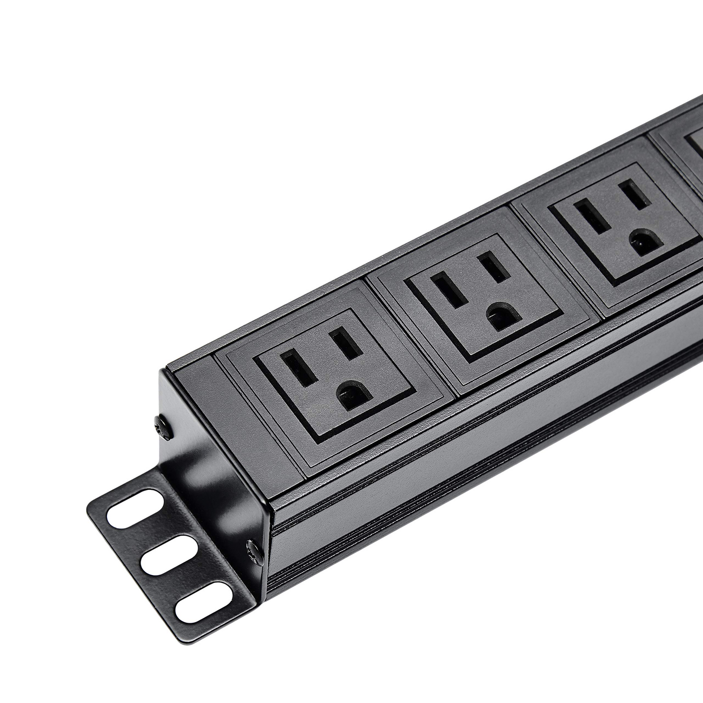 BTU 6 Outlet Power Strip Surge Protector, Metal Rack Mount PDU Power Outlet with Switch, 6ft Long Extension Cord Heavy Duty Wall Mount Power Socket for Office Home Workshop, 15A/125V, Black