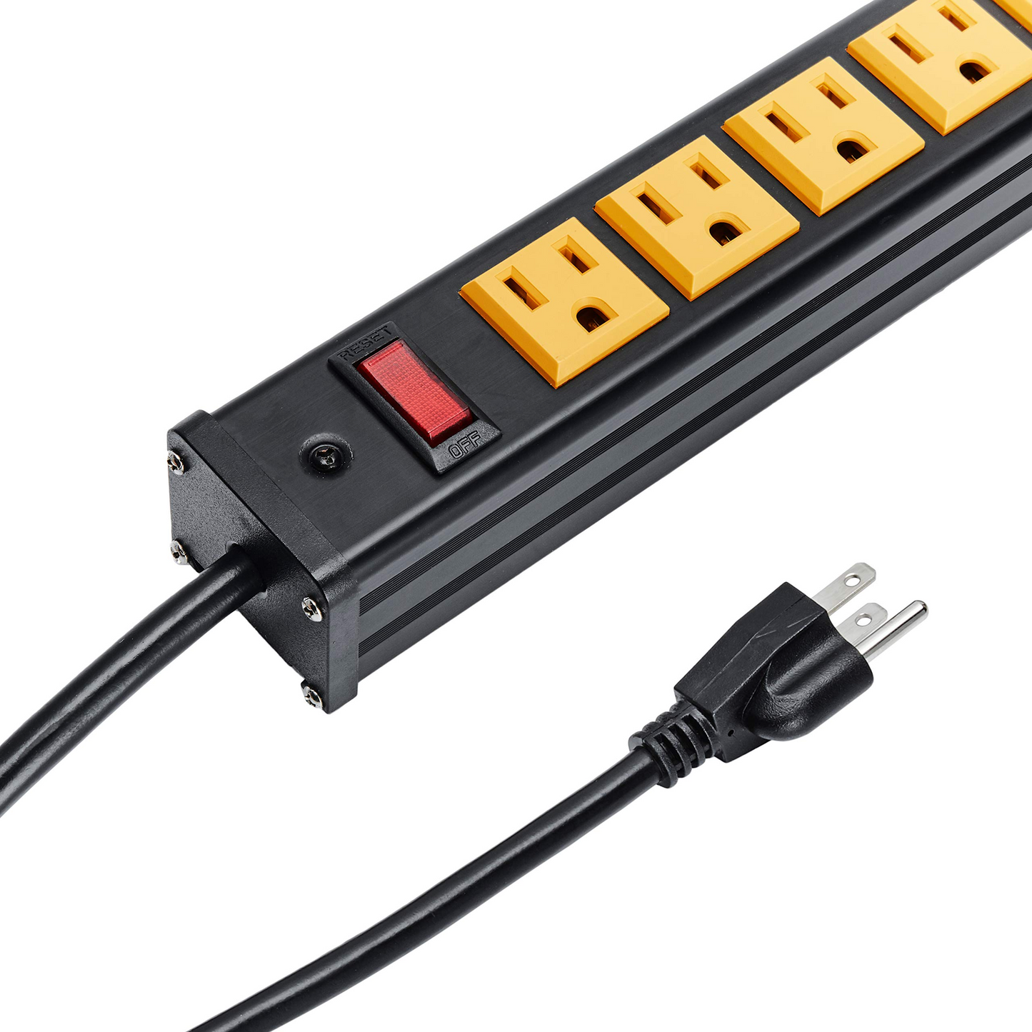 BTU 12 Outlet Heavy Duty Metal Power Strip, Surge Protector Wall Mount Socket with 6FT Extension Cord, 125V/15A, for Work Bench/Shop Garage