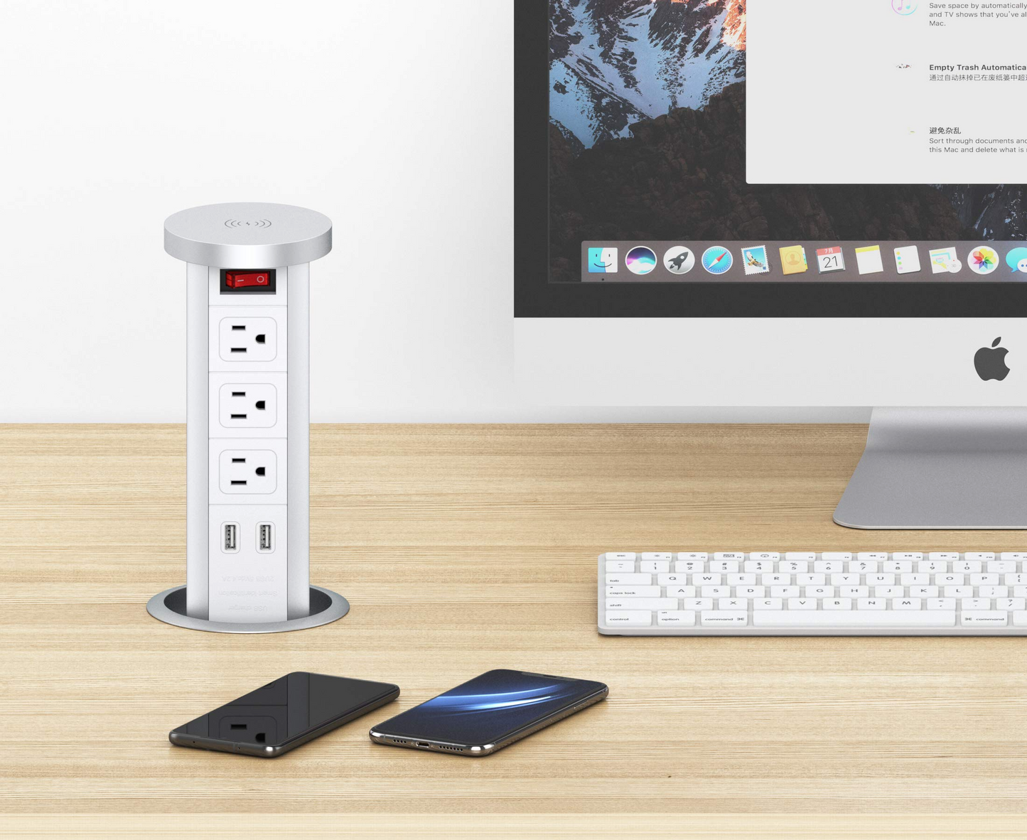Automatic Pop Up Sockets, Retractable Recessed Power Strip