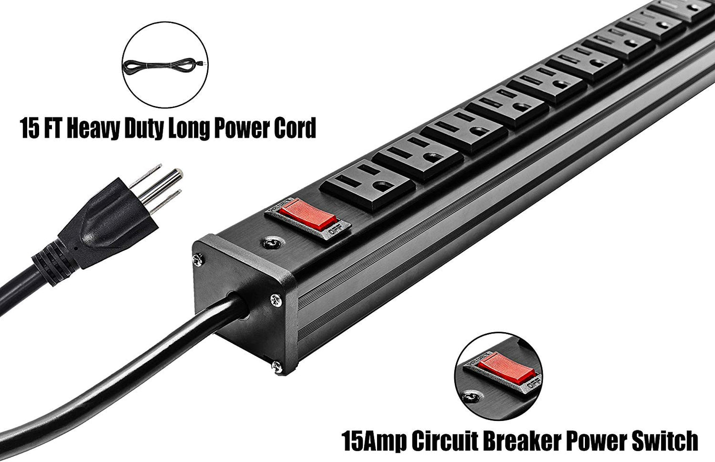 Surge Protector Power Strip 24 Outlet Heavy Duty Multi Plug Outlet Aluminum Sock