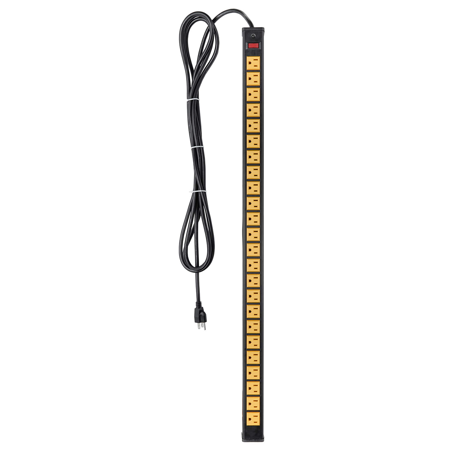 BTU Rack Mount Power Outlet Surge Protector Power Strip 24 Outlet Heavy Duty Multi Plug Outlet Aluminum Socket with Smart Circuit Breaker and 10 Ft Long Cord (Yellow)